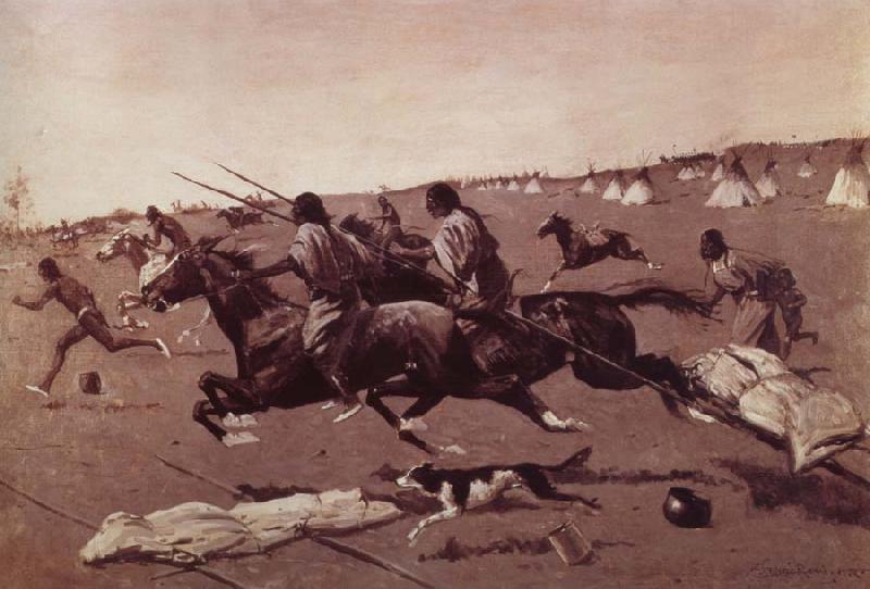 Frederick Remington Oil undated Geronimo Fleeing from camp